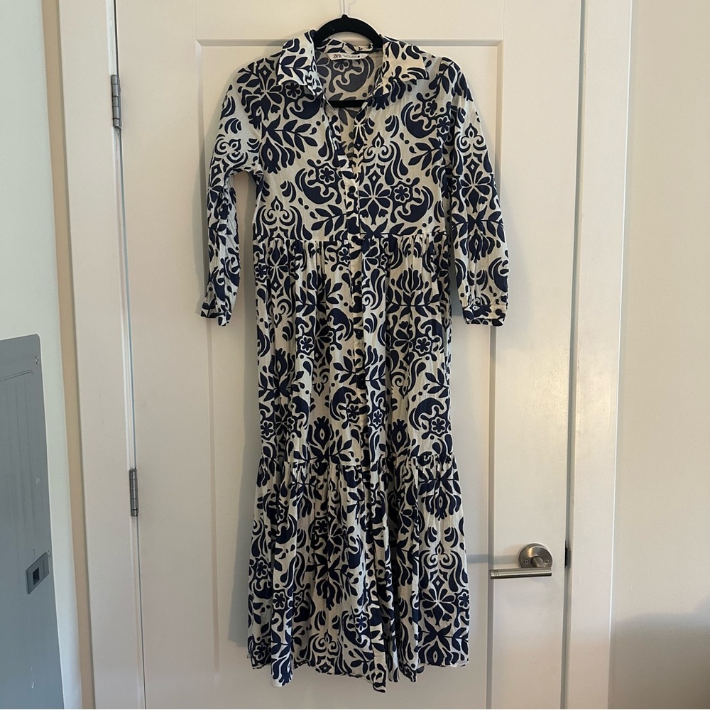 Zara Patterned Midi Dress - Small